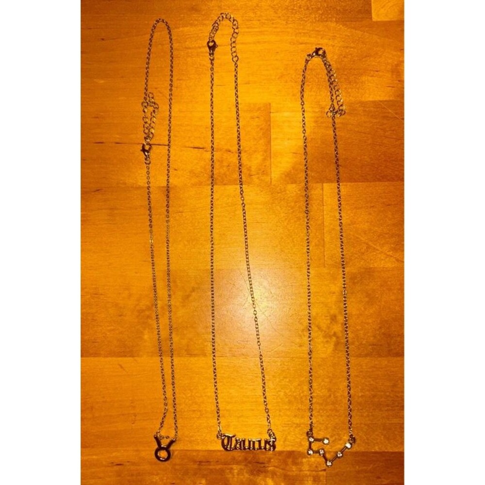 Taurus Necklace Set of 3 Silver Colored Necklaces